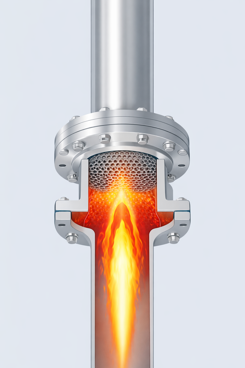 EF500DTIL in-line flame arrester in action