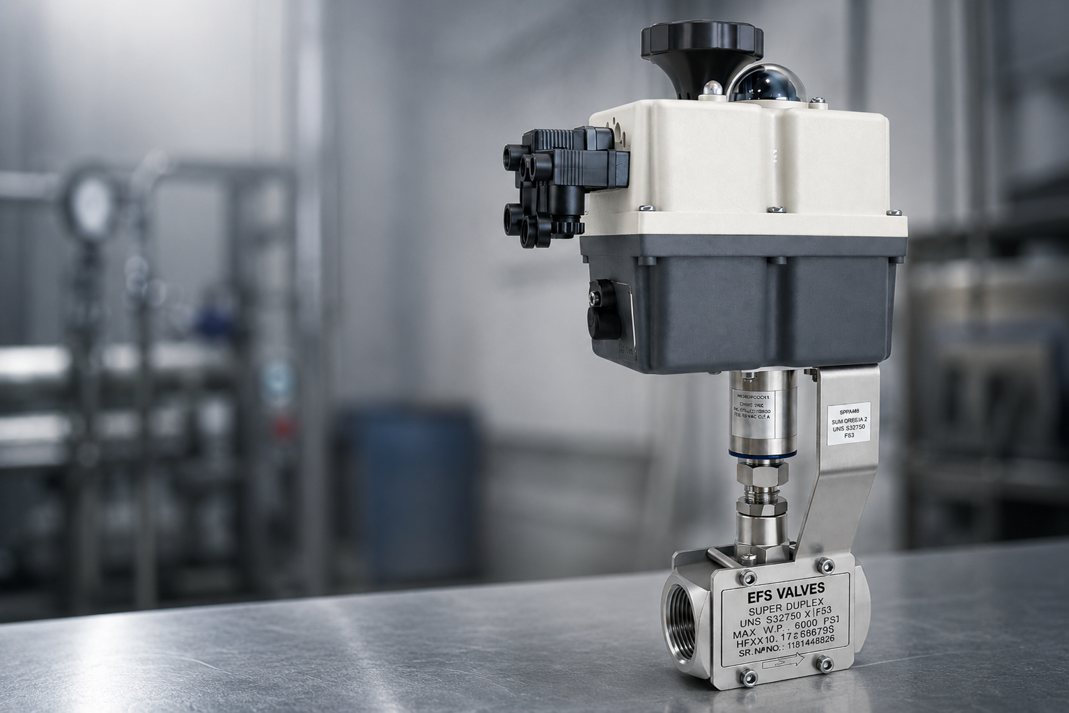 Automated super duplex needle valve for desalination and PLC/SCADA control