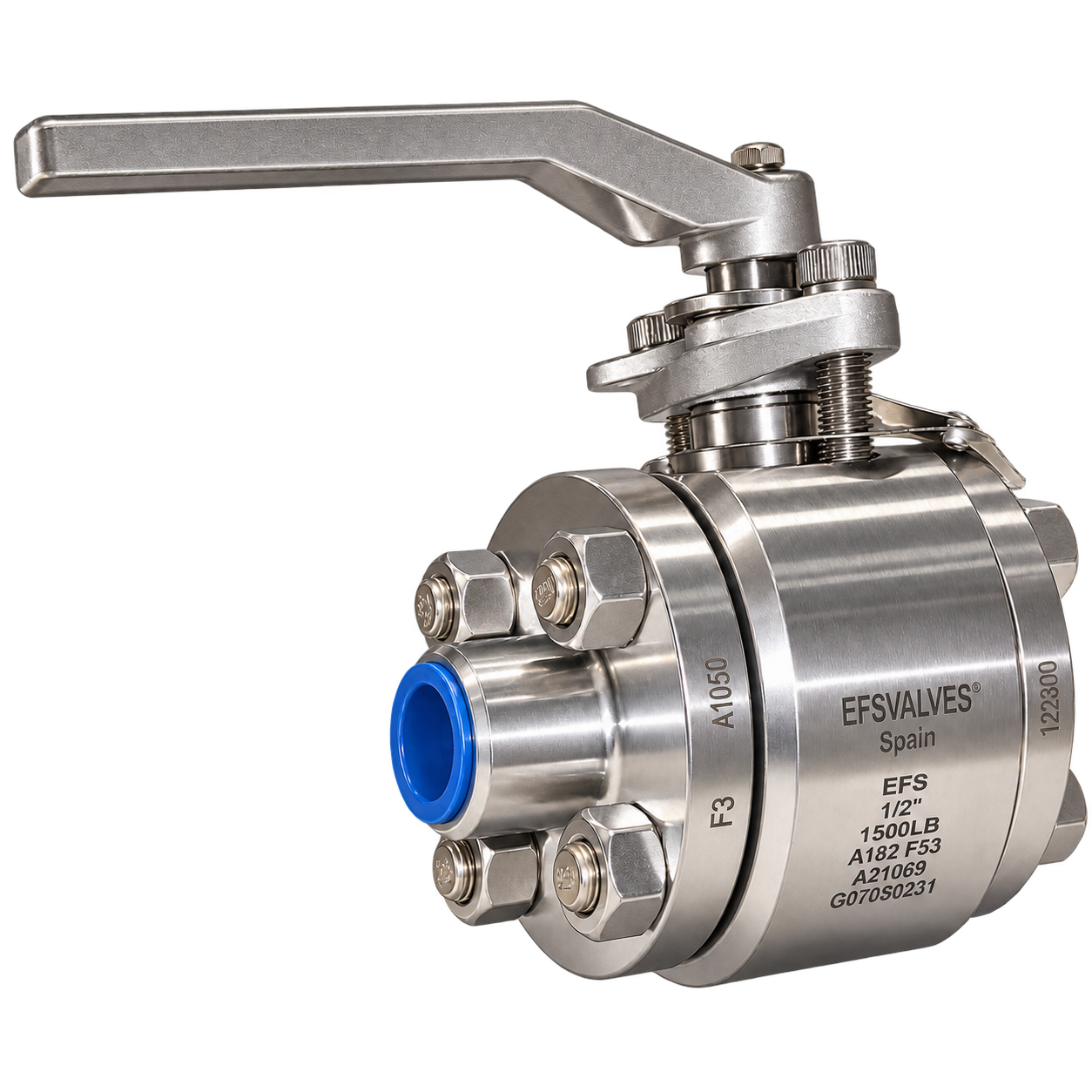 EF40 Class 1500 three-piece exotic alloy ball valve with manual lever