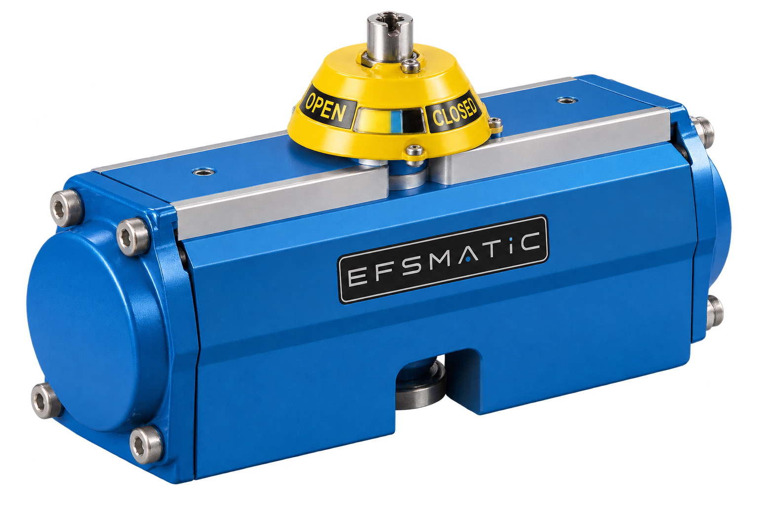 EFPA90 EFSMATIC blue pneumatic quarter-turn actuator with open and closed position indicator