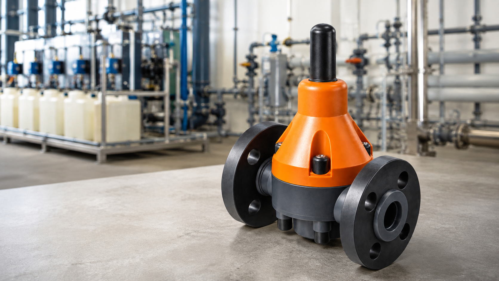 Thermoplastic pressure relief valve for chemical dosing, water treatment and desalination