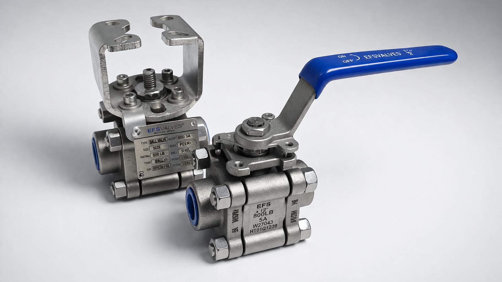 Studio image of EF40 3-piece exotic alloy ball valves